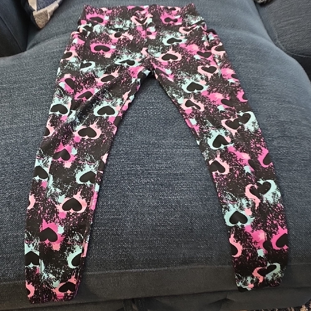 POP Fit Heart Pattern Leggings - Pink, Blue, Black